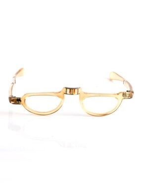 SALE Vntg 1960s Unisex Amber Frame Folding Librarian /Professor /Reading Glasses